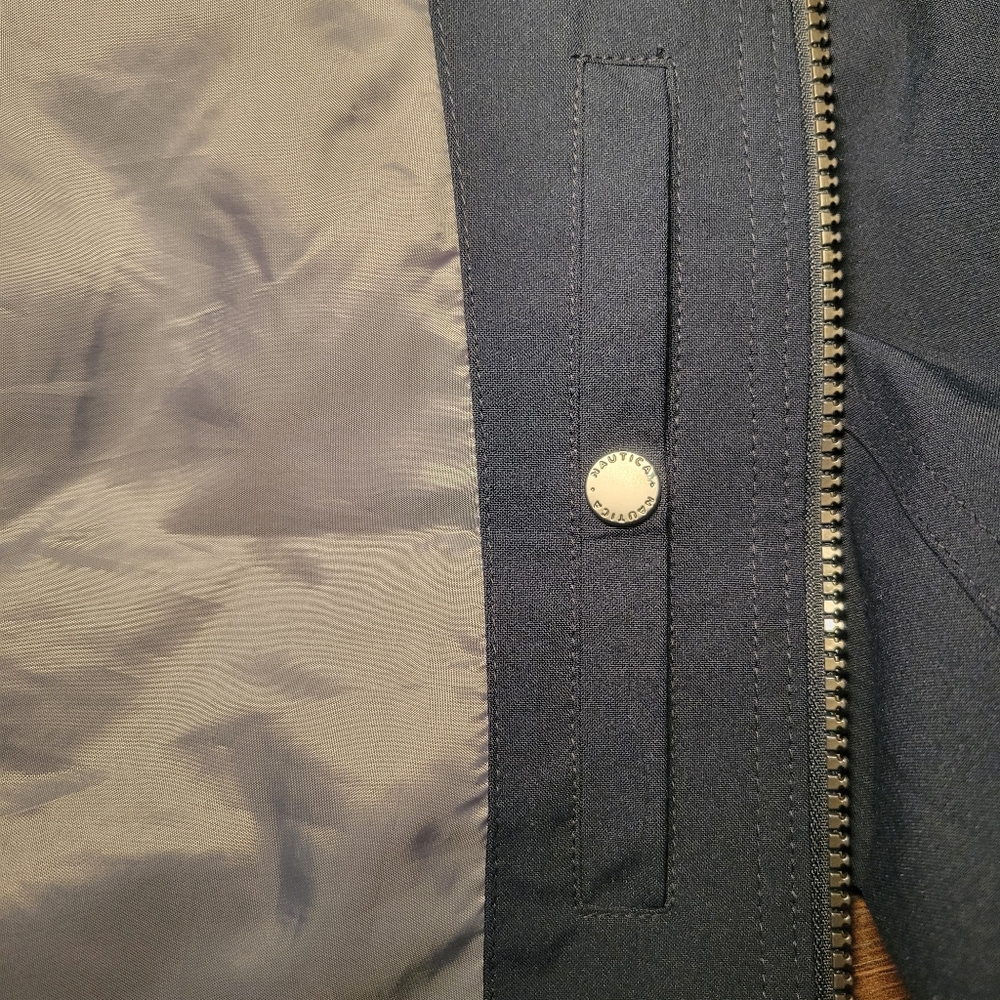 Nautica Mens Bomber Jacket Water & Wind Resistant Stretch Size Large Dark Blue - Picture 14 of 14